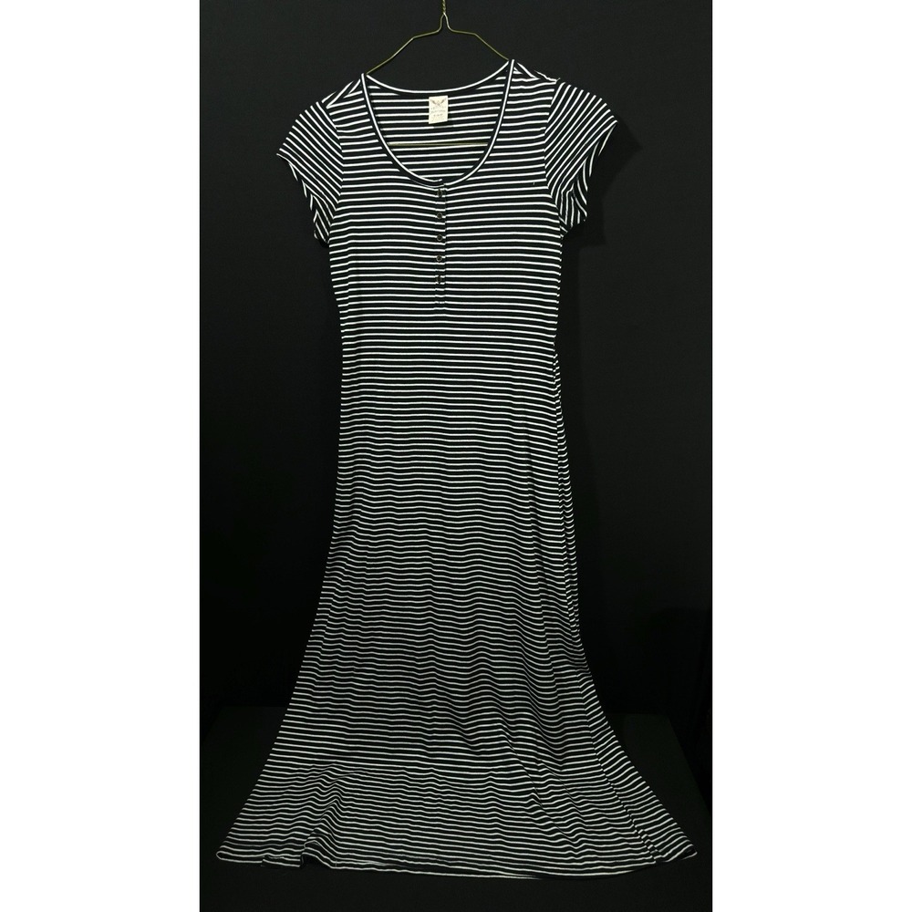 Faded Glory Womens Long Dress‎ Sleeveless V Neck Black/white Size 1X (16W)